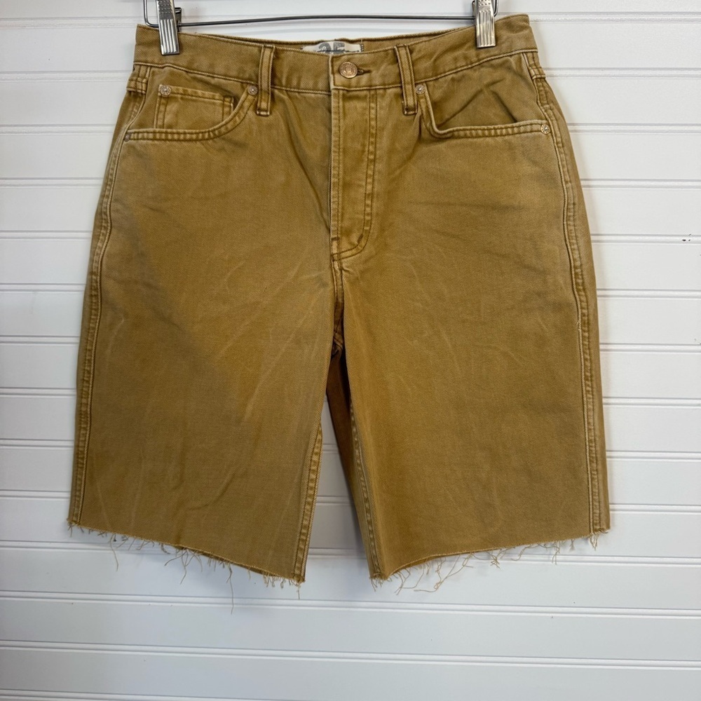 Free People Mustard Yellow Boyfriend Cutoff Bermuda Jean Shorts Size 25